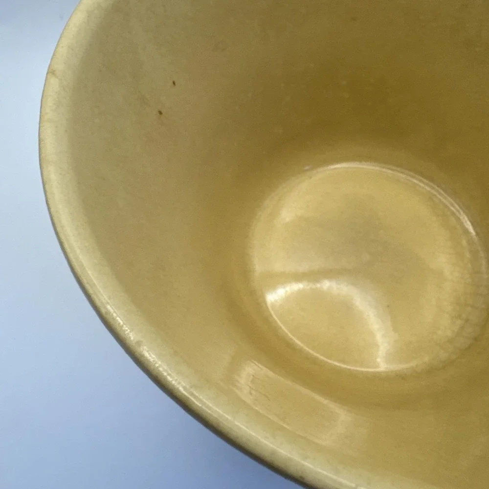 Vintage Watt Oven Ware Pottery Mixing‎ Bowl #8 Yellow Ribbed Stripe